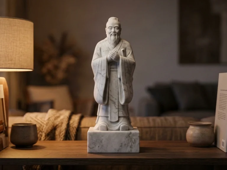 Konfüçyüs Heykeli - Uzak Doğu Filozofu (Soğuk Döküm Mermer)