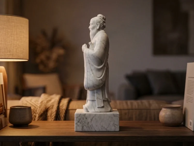 Konfüçyüs Heykeli - Uzak Doğu Filozofu (Soğuk Döküm Mermer)