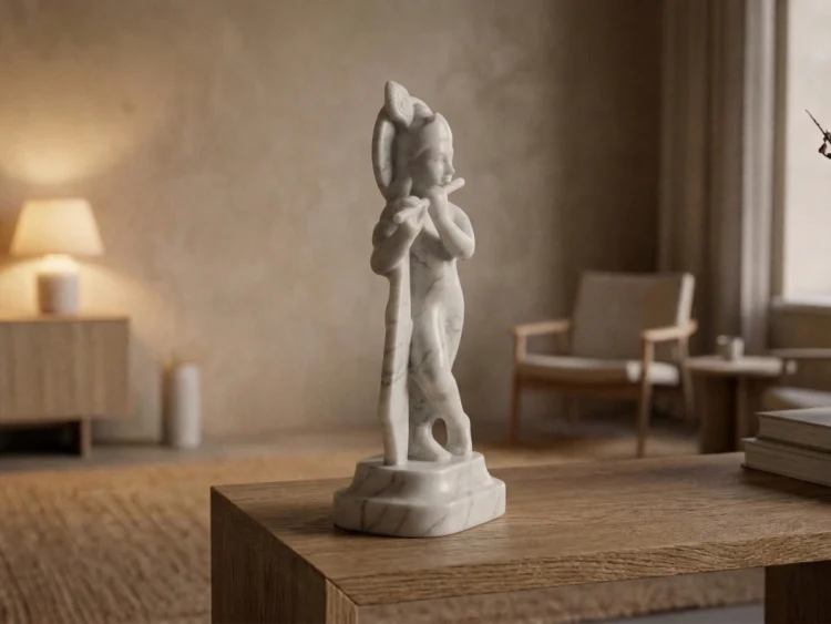 Krishna Heykeli – Soğuk Döküm Mermer (Hindu Mitolojisi)