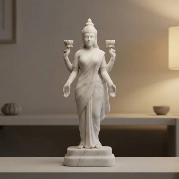 Lakshmi Heykeli – Soğuk Döküm Mermer (Hindu Mitolojisi)