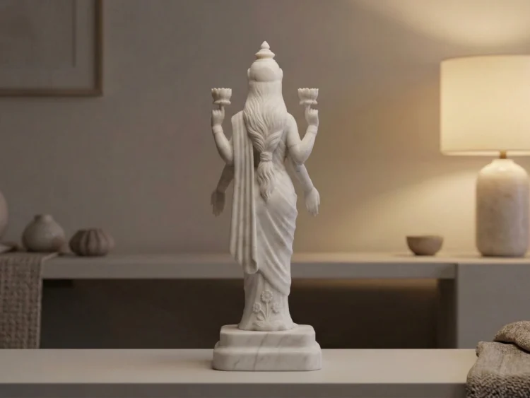 Lakshmi Heykeli – Soğuk Döküm Mermer (Hindu Mitolojisi)
