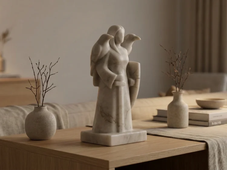 Morrigan Heykeli – Soğuk Döküm Mermer (Kelt Mitolojisi)