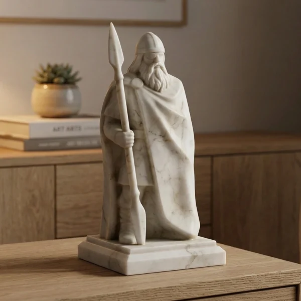 Odin Heykeli – Soğuk Döküm Mermer (İskandinav Mitolojisi)