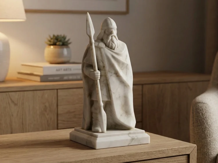 Odin Heykeli – Soğuk Döküm Mermer (İskandinav Mitolojisi)