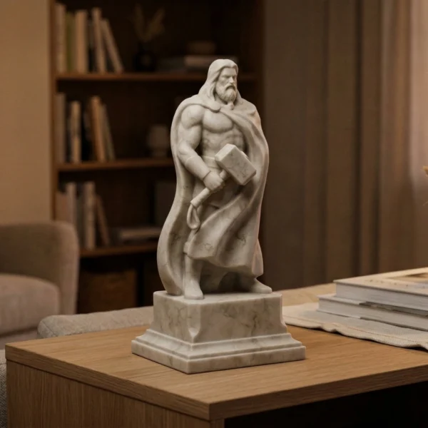 Thor Heykeli – Soğuk Döküm Mermer (İskandinav Mitolojisi)