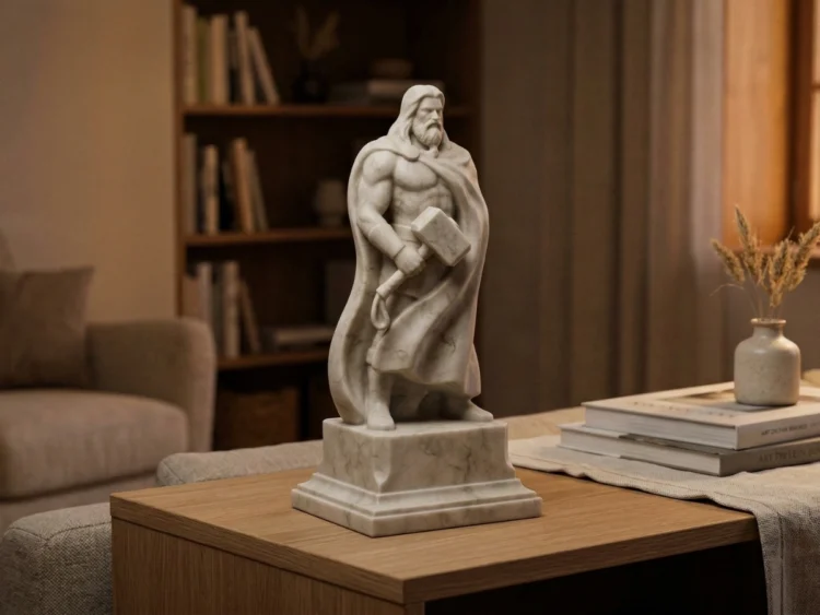 Thor Heykeli – Soğuk Döküm Mermer (İskandinav Mitolojisi)